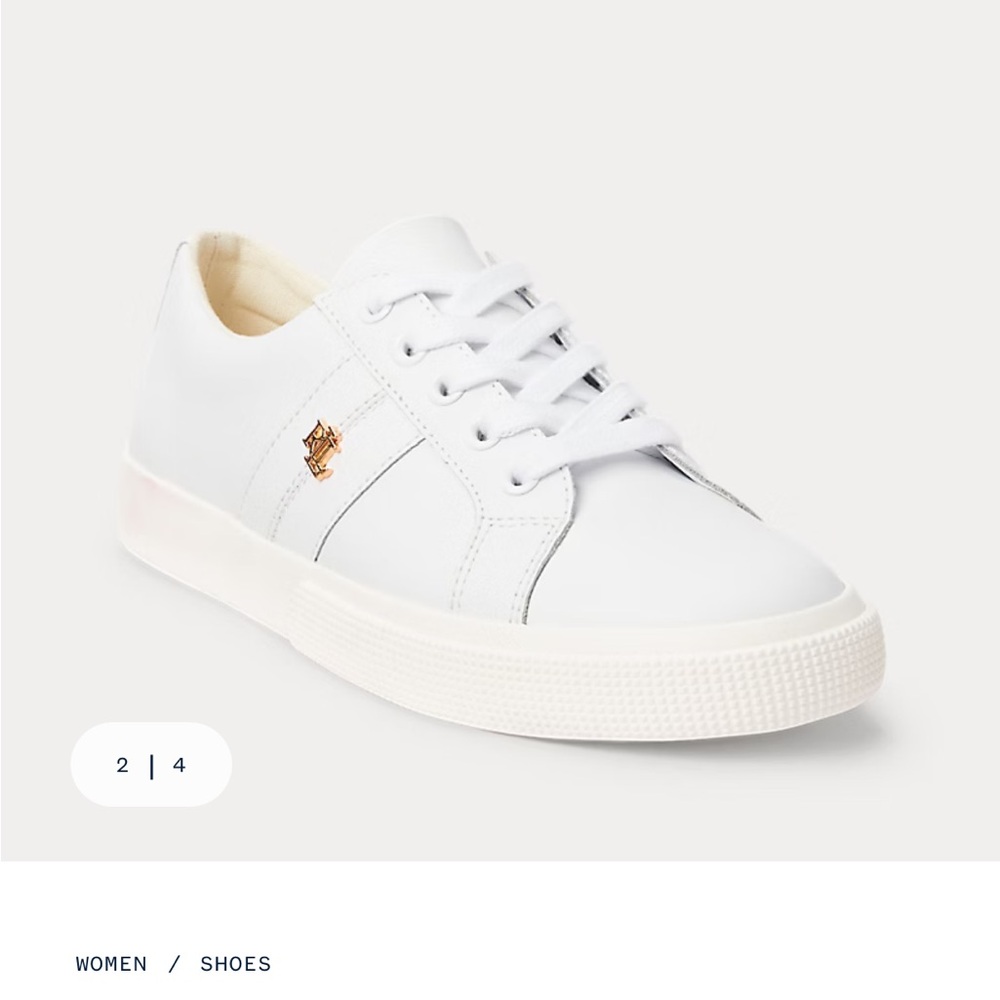 Lauren Ralph Lauren Janson Action white leather sneakers shoes size 8.5